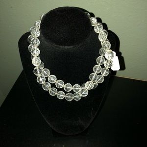 Clear bead long necklace